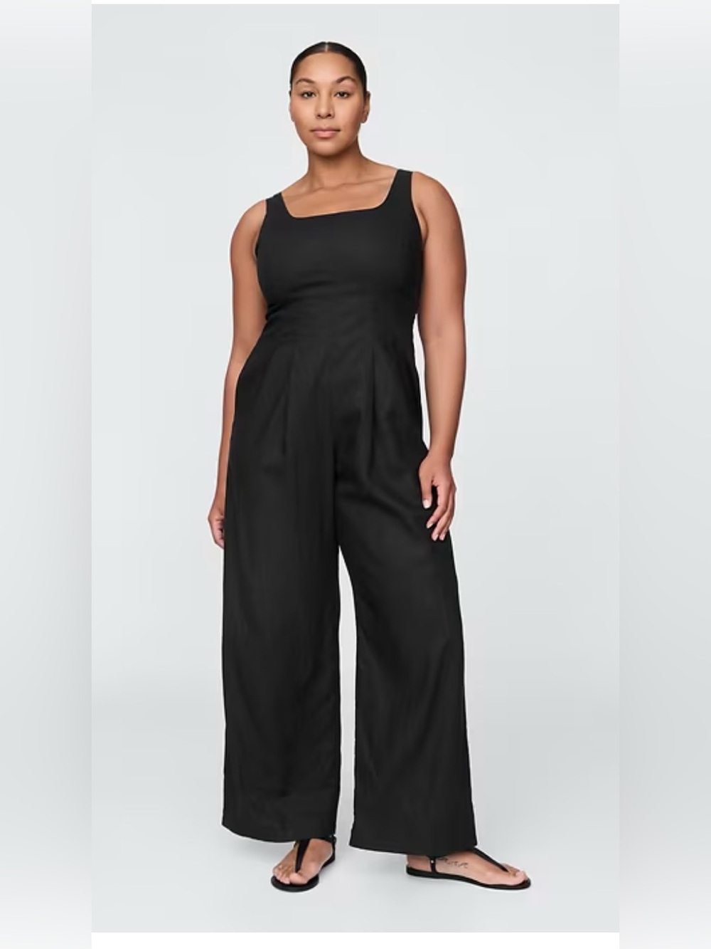 NWT-GAP Black Linen-Blend Seamed Jumpsuit, Small - Picture 2 of 6